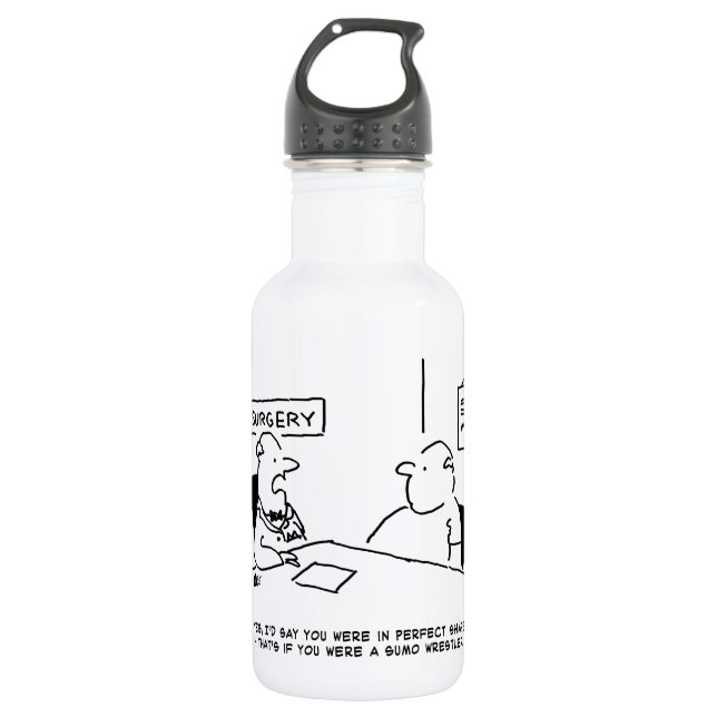 Doctor and Patient Overweight Obesity Sumo Cartoon 532 Ml Water Bottle (Front)