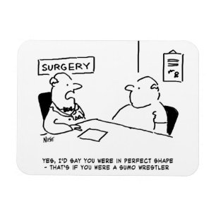 Doctor and Patient Overweight Obesity Sumo Cartoon Magnet