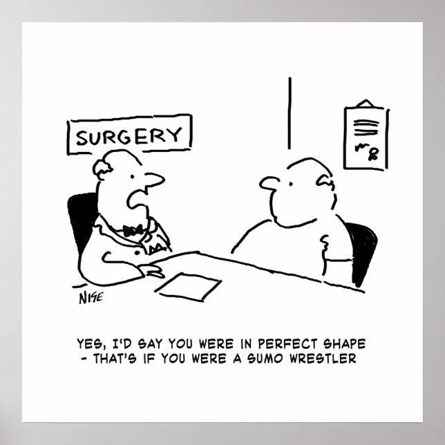 Doctor and Patient Overweight Obesity Sumo Cartoon Poster (Front)