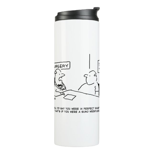 Doctor and Patient Overweight Obesity Sumo Cartoon Thermal Tumbler (Rotated Left)