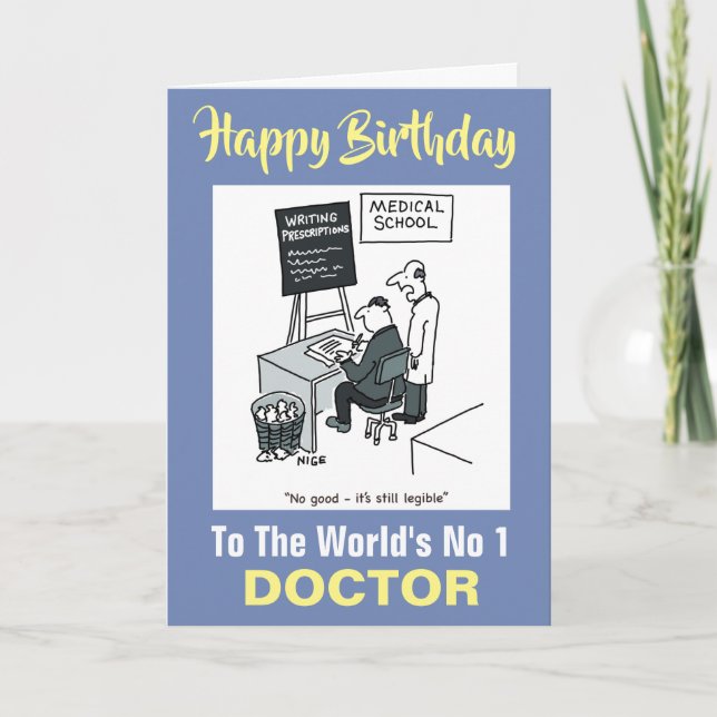 Doctor at Medical School Writing a Prescription Card (Front)