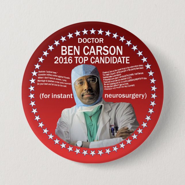 Doctor Ben Carson 7.5 Cm Round Badge (Front)