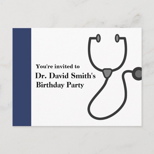 Doctor birthday invitation postcard (Front)