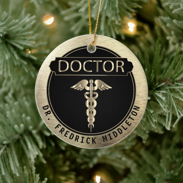 Doctor 👨‍⚕️ - Black and Gold Ceramic Ornament (Tree)