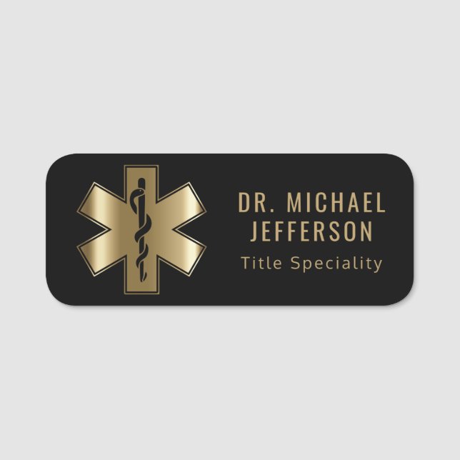 Doctor - Black and Gold Name Tag (Front)