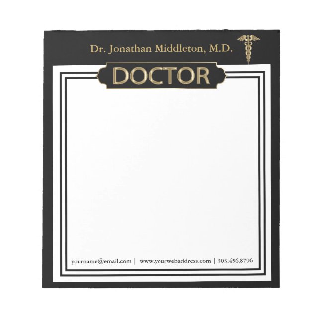 Doctor - Black and Gold Notepad (Front)