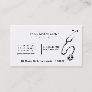 Doctor Black White Medical Drawing Stethoscope Appointment Card