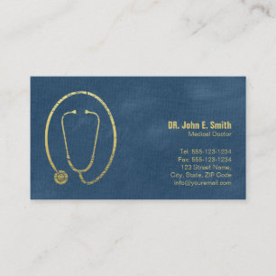 Doctor, Blue Canvas Golden Stethoscope Appointment Card