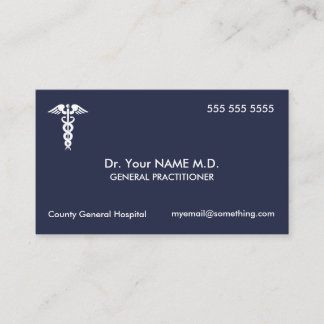 Doctor Caduceus Blue Business Card