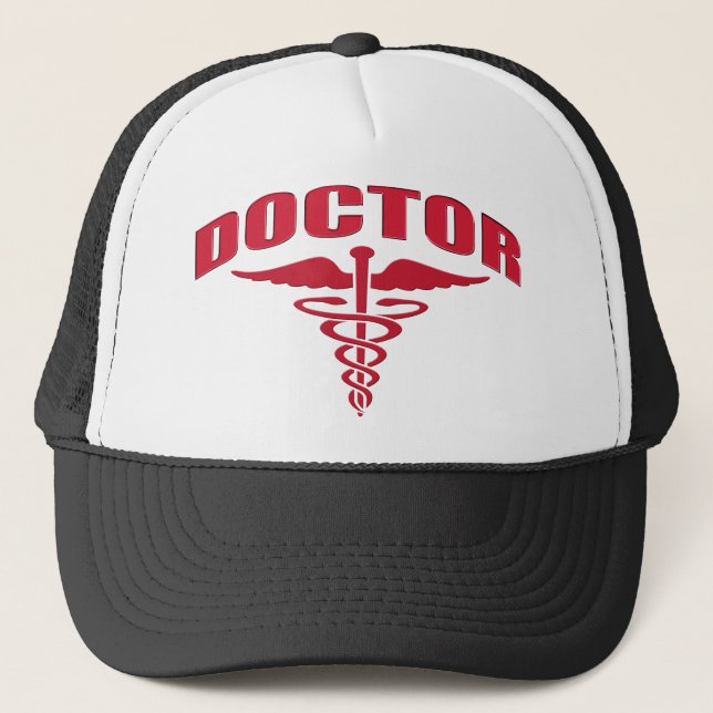 Doctor Caduceus Red Trucker Hat (Front)