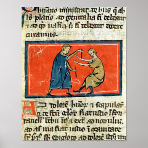 Doctor cauterising a wound with fire poster