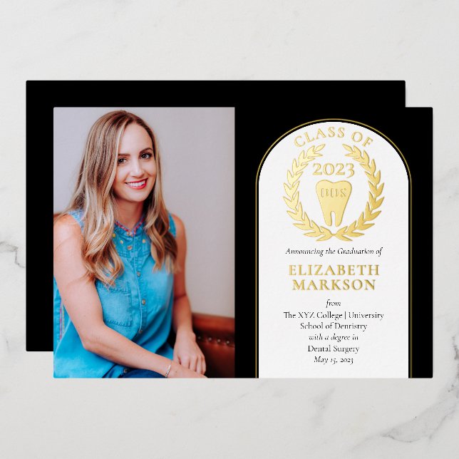 Doctor Dental Surgery Photo Graduation Gold (Front/Back)