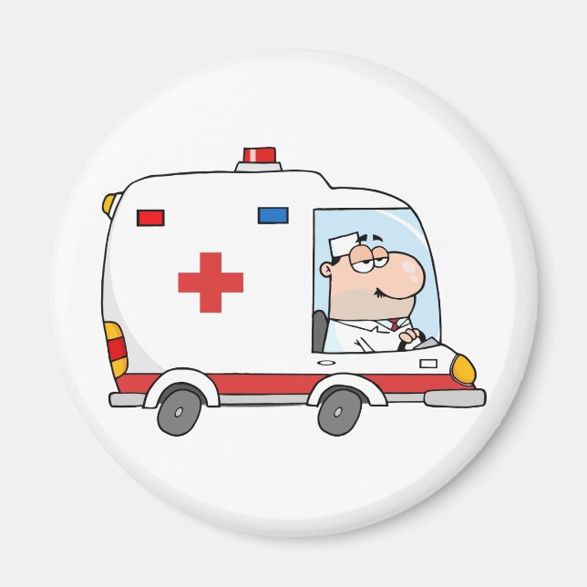 Doctor Driving Ambulance Magnet (Front)