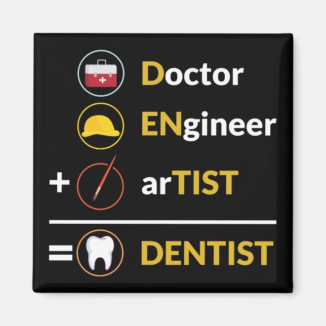 Doctor + Engineer + Artist = Dentist Dentistry Magnet (Front)