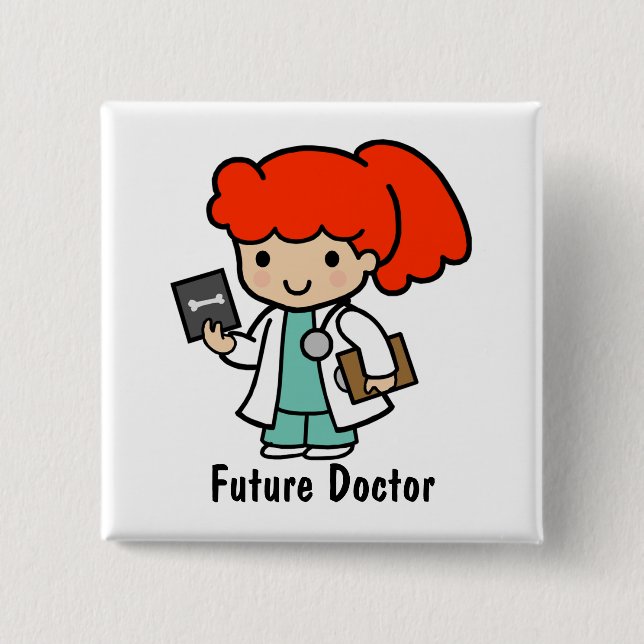 Doctor Girl with Xray 15 Cm Square Badge (Front)
