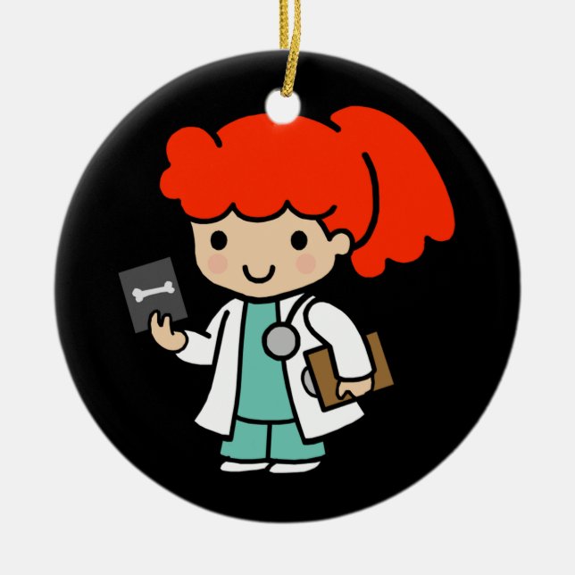 Doctor Girl with Xray Ceramic Ornament (Front)