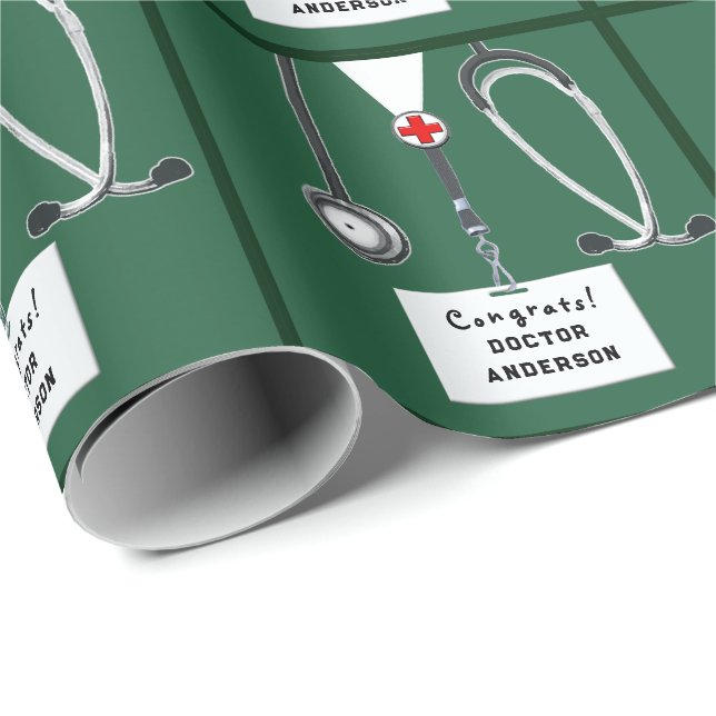 Doctor Graduation Gift Wrapping Paper (Roll Corner)