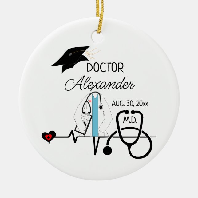 Doctor Graduation Medical Student Grad Christmas  Ceramic Ornament (Front)