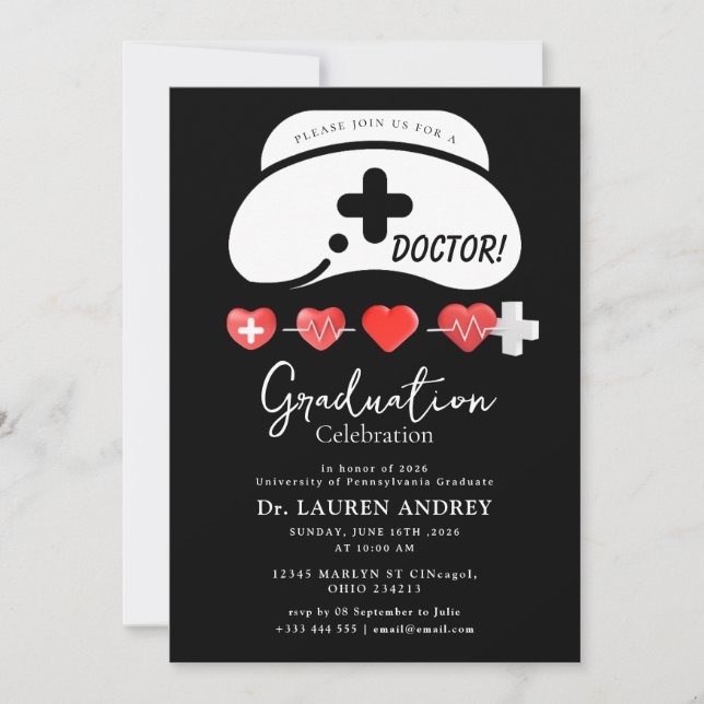Doctor Graduation Party Invitation (Front)