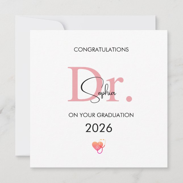 Doctor Graduation Personalised Name Class 2026 Card (Front)
