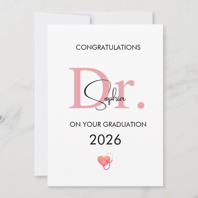 Doctor Graduation Personalised Name Class 2026 Card (Front)