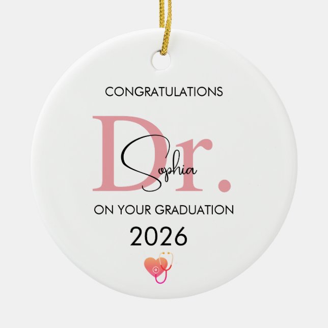 Doctor Graduation Personalised Name Class 2026 Ceramic Ornament (Front)