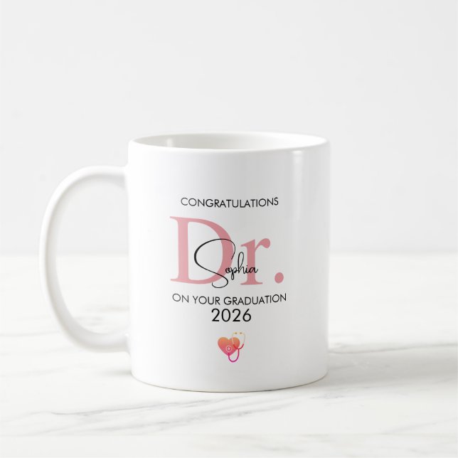 Doctor Graduation Personalised Name Class 2026 Coffee Mug (Left)