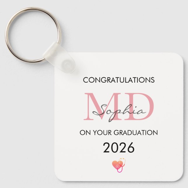 Doctor Graduation Personalised Name Class of 2026 Key Ring (Front)