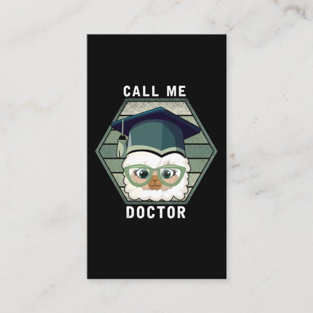 Doctor Graduation PHD Funny Llama Alpaca Business Card (Front)