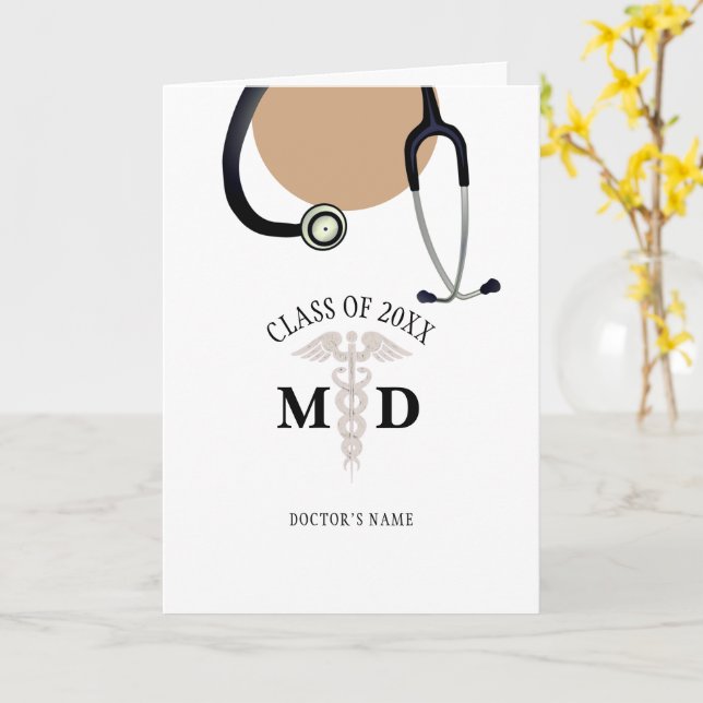 Doctor Graduation Scrub Coat Congratulations Card (Yellow Flower)