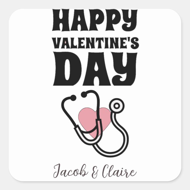 doctor, Happy valentines day personalise name Square Sticker (Front)