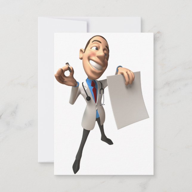 Doctor Holding Some Paper Invitations (Front)