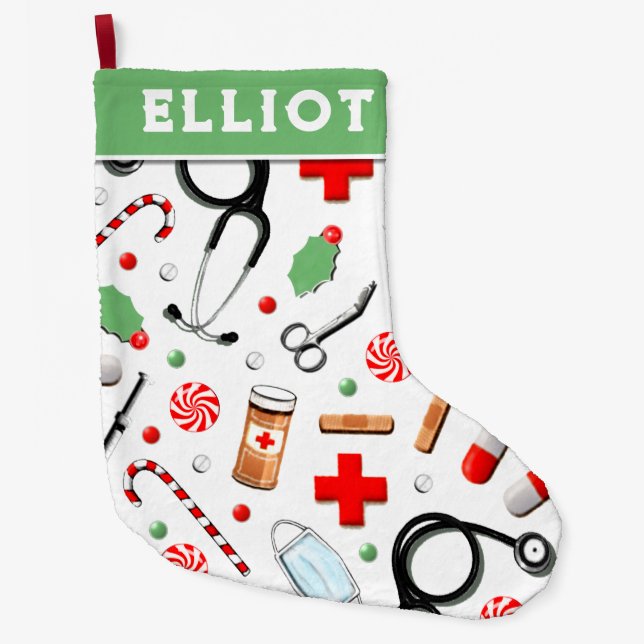 Doctor Holiday Gift Large Christmas Stoc Large Christmas Stocking (Front)
