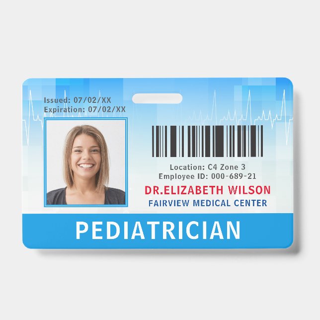 Doctor Hospital Medical Employee Photo ID Badge (Front)