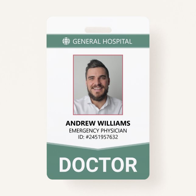 Doctor Hospital Medical Staff ID Badge (Front)