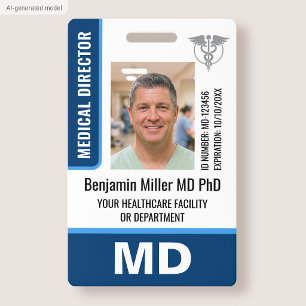 Doctor ID Badge Photo Logo MD Security Tag Navy