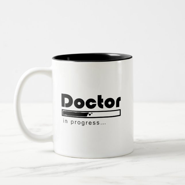 Doctor in Progress Loading Bar Funny Med Student Two-Tone Coffee Mug (Left)
