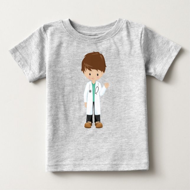 Doctor, Lab Coat, Medicine, Cute Boy, Brown Hair Baby T-Shirt (Front)