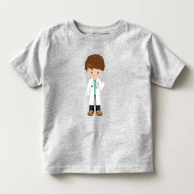 Doctor, Lab Coat, Medicine, Cute Boy, Brown Hair Toddler T-Shirt (Front)