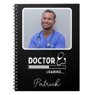 Doctor Loading Bar Black White Custom Photo Name Notebook