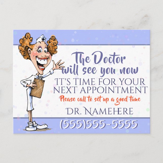 Doctor Medical Appointment Reminder Customisable Postcard (Front)
