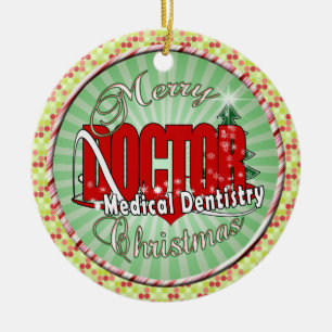 DOCTOR MEDICAL DENTISTRY MERRY CHRISTMAS CERAMIC ORNAMENT