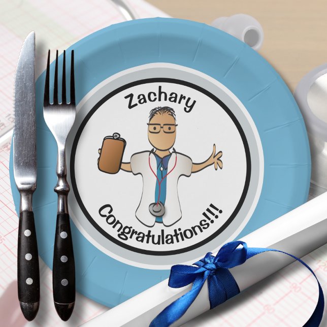 Doctor Medical Male Physician for Him Graduation  Paper Plate (Creator Uploaded)