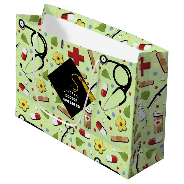 Doctor Medical School Graduation Large Gift Bag (Front Angled)