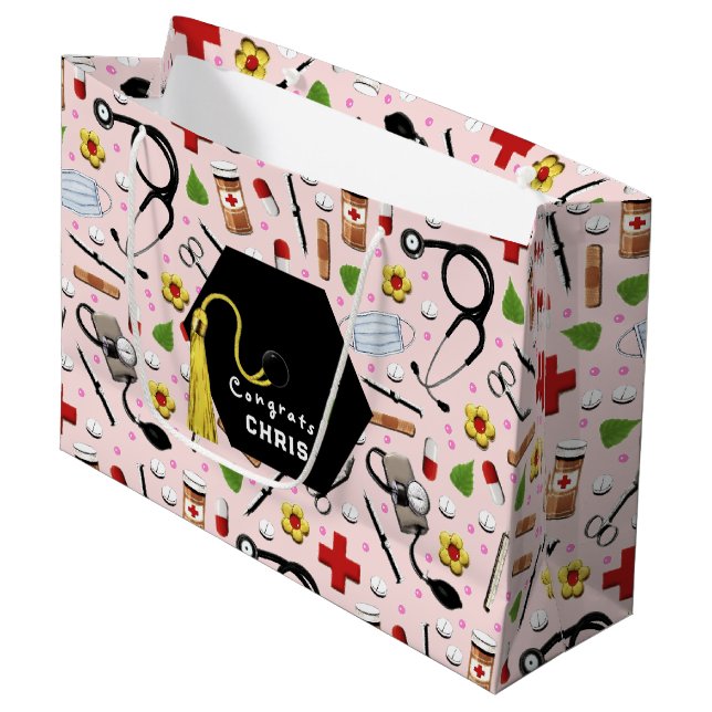 Doctor Medical School Graduation Large Gift Bag (Front Angled)