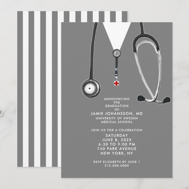 Doctor Medical School Graduation Party Invitations (Front/Back)