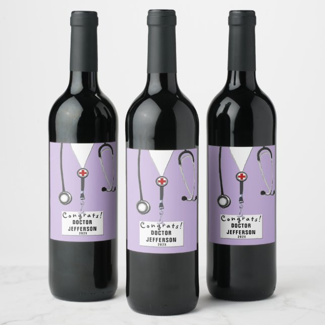 Doctor Medical School Graduation Wine Label (Bottles)