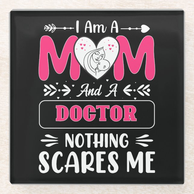 Doctor Mum, Funny Doctor Mum Glass Coaster (Front)