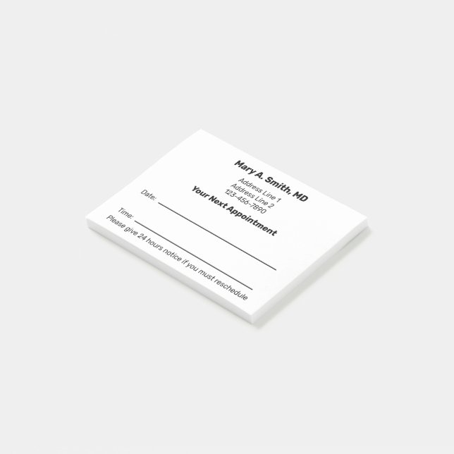 Doctor Name Bold Your Next Appointment Reminder Post-it Notes (Angled)