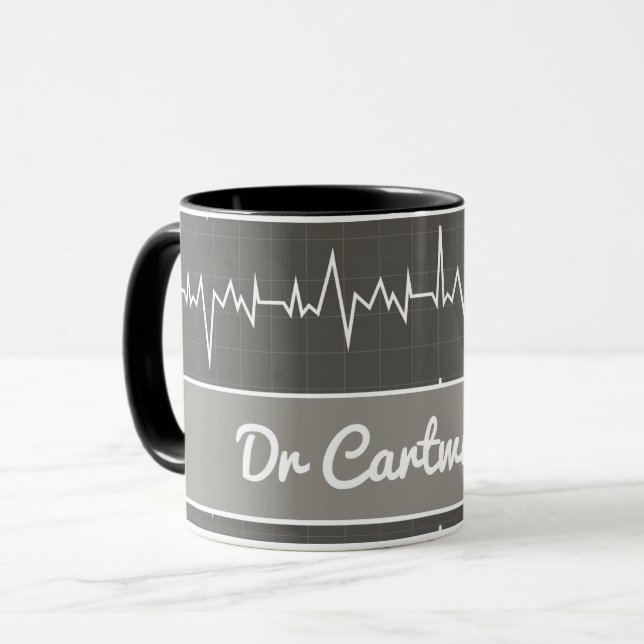 Doctor name custom ECG EKG medical heart gift Mug (Front Left)